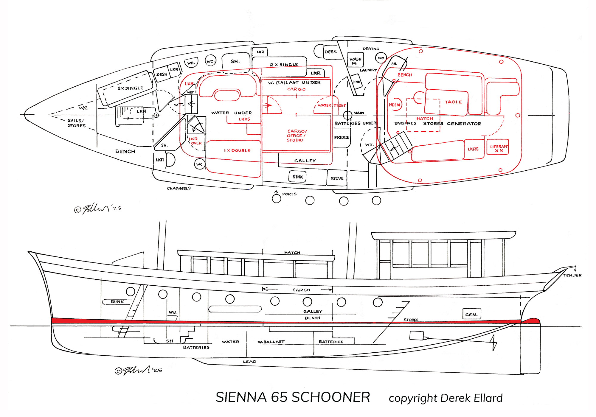 Sienna 65 Schooner Layout